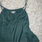 Lightweight Silk / Satin Green Tank Top with Tie Detail Large