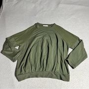 RO & DE Khaki Olive Green Crewneck Mixed Media Sweatshirt Size Medium EUC