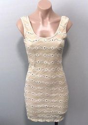 Body Central Bodycon Floral Cream Tan Dress Small