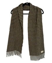 Coach Houndstooth Wool and Cashmere Scarf in Brown/Tan - One Size