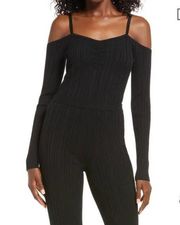 NWT OPEN EDIT Off The Shoulder Sweater In Black Size XXS