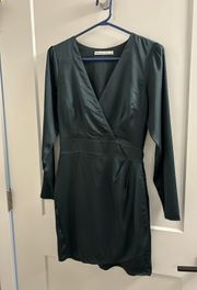 Abercrombie Green Satin Long Sleeve Mini Dress