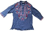 Paparazzi Blue Embroidered Blouse S