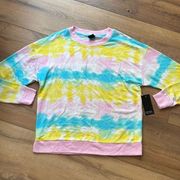 Free Press Sweatshirt Small Womens Long Sleeve Pullover Lounge Top Tie Dye NWT