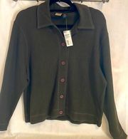 Ribbed Button up Top Hunter green Size M