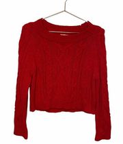 Francesca Harper Heritage Red Cable Knit Sweater Cropped Sweater Medium