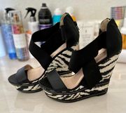 Zebra Espadrilles Platform Strappy Heels