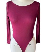 Burgundy Ribbed Bodysuit 1 Piece by BOZZOLO ~ Women's Size SMALL