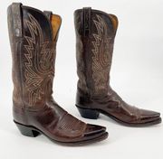 Lucchese Brown Savannah Mad Dog Goat Leather Western Cowgirl Boot Women's size 8