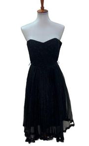 Vintage Betsey Johnson Strapless Dress Silk Blend Black Size 4