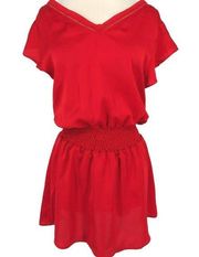 Luna Chix V-Neck Ladder Inset A-Line Open Back Mini Dress Red Size Medium NWT