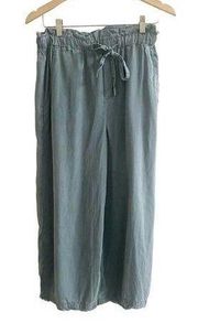 Cloth & Stone Lyocell Wide Leg Cropped Frayed Hem Pants Lagenlook Beach Size Sm