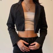 Black Distressed  Cropped Jacket