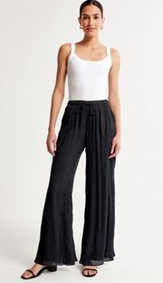 Abercrombie Crinkle Textured Pull-on Wide Leg Pant