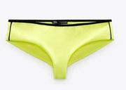 NWT  NEON YELLOW CHEEKY BIKINI BOTTOMS WITH BLACK PIPING