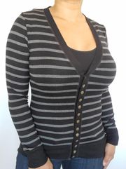 Striped Black Cardigan Sweater