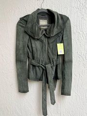 All saints Damson leather biker jacket green size UK 10 / US 6