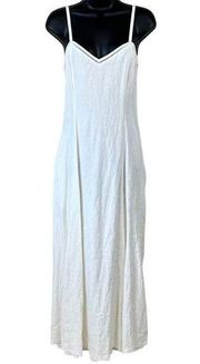 Vintage Mondi V-Neck Flax Linen Blend Maxi Dress