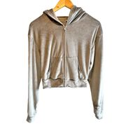 Skims Gray Velour Cropped Zip Up Hoodie - size XS