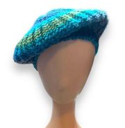 Knit Beret Hat Green Blue Tonal Shades Warm Winter Essential