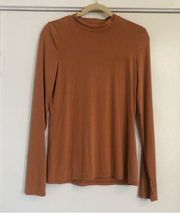 Aerie Offline burnt orange long sleeve mock neck t shirt women’s size large cozy