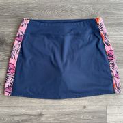 Tommy Bahama Golf Skort Mini Skirt with Shorts Navy Blue Pink Floral Panel Large