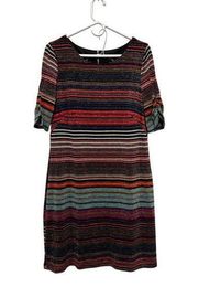 Perceptions NY Women size L Striped Sparkle Knee-Length Dress AFH-B