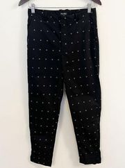 Steven Alan Black Daisy High Waisted Pants Size 4 Cuffed Hem Lightweight Ankle