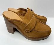 Splendid Clogs Vina Platform Size 10 Tan Suede Leather Slip On Shoes NEW