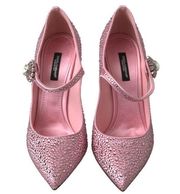 NEW Dolce & Gabbana Pink Mary Jane Crystal Pumps High Heels Shoes/EU39/US8.5