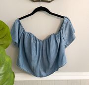 Denim Off Shoulder Cropped Top Size Small