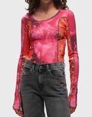 NWT Diesel T-Ribal Floral Long Sleeve Top