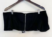 Womens Black Zipper Off Shoulder Cropped Jean Top Size XL New Y2K