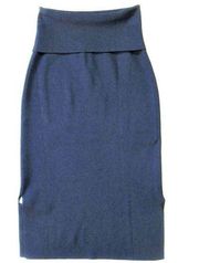 NWT MM Lafleur Harlem in Regent Blue Foldover Waist Stretch Knit Pencil Skirt +2