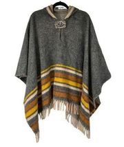 Handmade Poncho Metal Buckle Closure Hooded