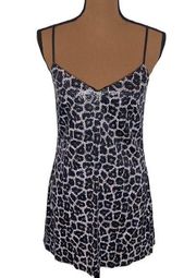 L’Agence sequined snow leopard slip mini dress size 2