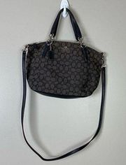 Coach F36625 Black Canvas Leather Kelsey Handbag Purse Satchel Crossbody classic