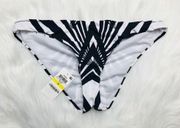 Bar III Prism Women's Bikini Bottom Black white Medium Ruched Back Low Rise