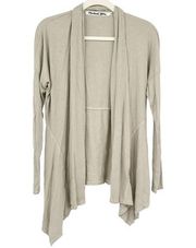 Michael Stars Womens Ribbed Knit Drapey Open Front Cardigan Sweater One Size Tan