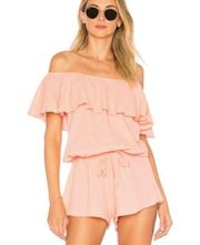 Eberjey Nomad Tula Off Shoulder Ruffle Romper Candlelight Peach