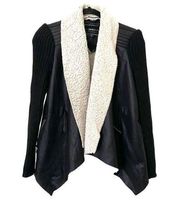 BLANC NOIR Faux Shearling Coat Black‎ with Sweater Sleeves