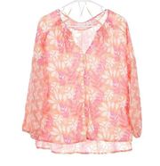 SIGRID OLSEN 100% Linen Floral Blouse Small