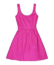 Vineyard Vines Solid Dobby Bright Pink Silk Blend Swiss Dot Dress Size 10 NWT