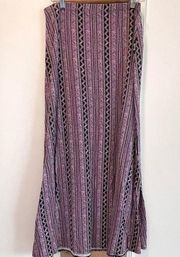 Westport 1962 Women Maxi Purple Pink Black Paisley Geometric Skirt Stretch Slit