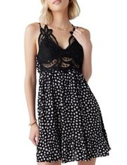 Francesca's  Jessie Black Lace Bralette Floral Print Mini Dress Size Small NWT