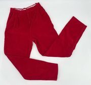 Vintage 80s Nordstrom Corduroy Pants Women Red Retro Pleated High‎ Rise Tapered