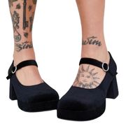 Delia’s Black Velvet Platform Mary Janes 8