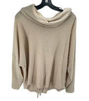 Maurice's  Womens Drop Shoulder Sweater Lace Up Stretch Cowl Neck Tan Size 1 1X