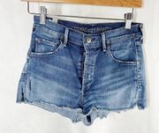 Citizen Of Humanity Blue Denim Distressed Fray Shorts Size 25