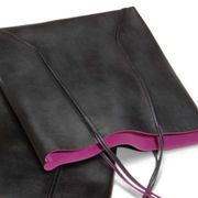 ⭐️NEW⭐️ Black faux leather tote with pink lining